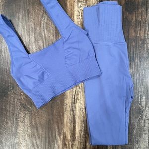 Free People Good Karma square neck bra and 7/8 leggings in Moroccan Blue